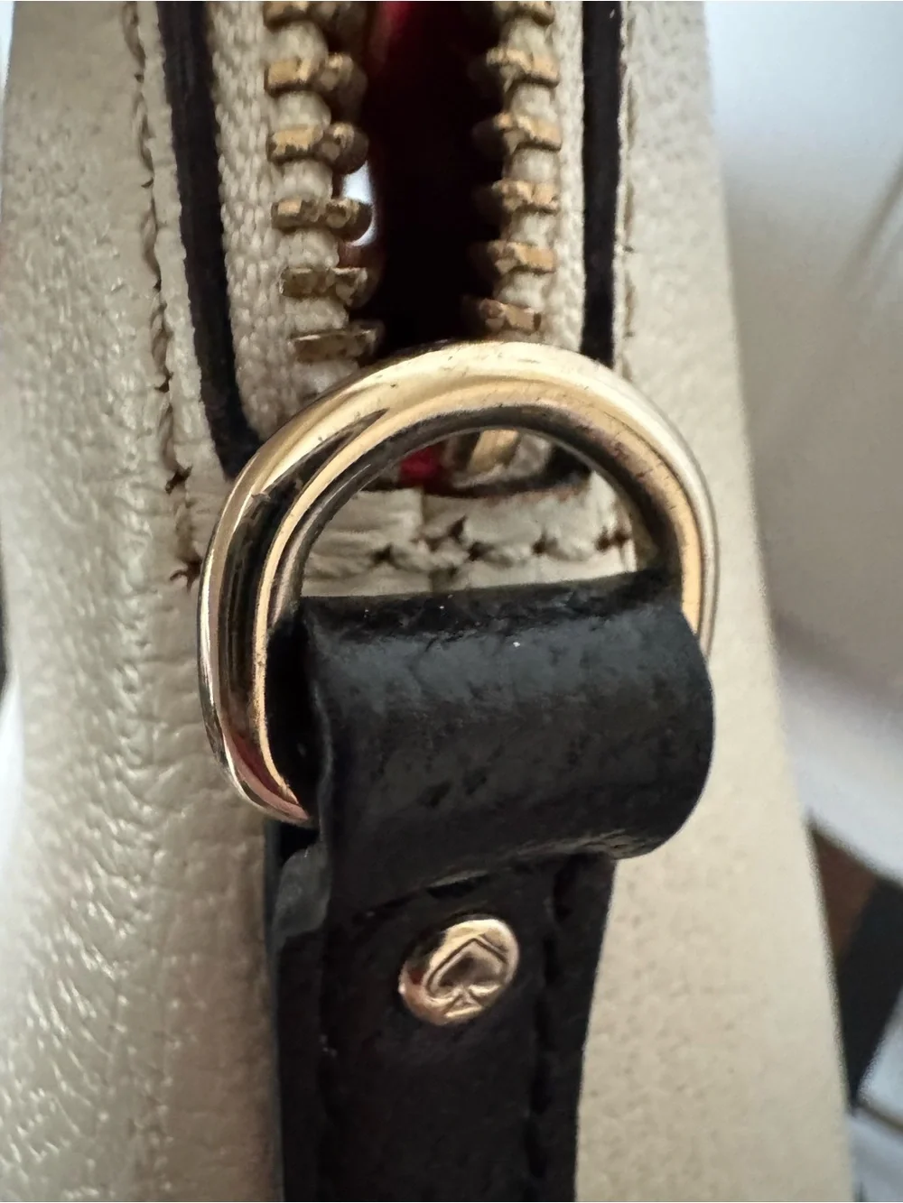 Kate Spade Two Tone Leather Dome Satchel Black Cream Handbag